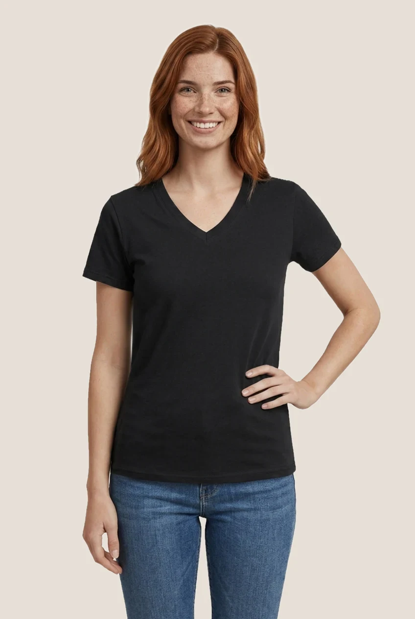 T-shirt col en V - Femme