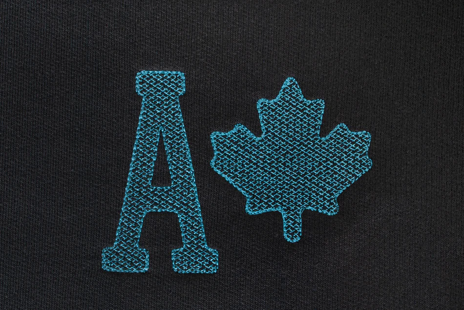 Broderie tatami croisée
